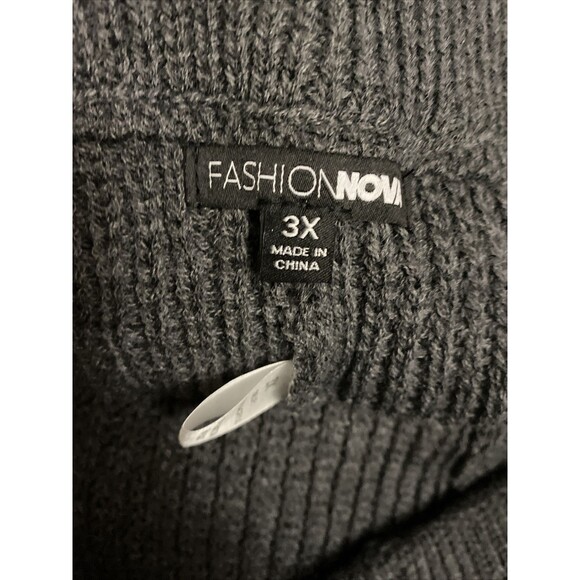 Fashion Nova Make Me Smile Women’s Gray Heavy Knit Long Sleeve Sweater Set 3X - Picture 4 of 6